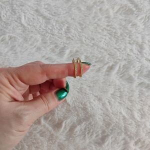 Gold Tone Inside Out Rhinestone Hoop Earrings